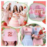 KINGSOW Strawberry Iron on Patches for Kids: Preppy Letters A-Z and Numbers 0-9 Appliques for Clothing Backpacks Bags - Cute DIY Crafts for Parent-Child Activity Girls Daughter Gifts