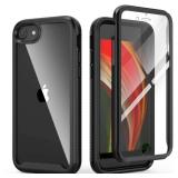IDweel for iPhone SE 2020 Case,for iPhone 8 & 7 & SE 2022 Case(SE 2nd/3rd),Slim Fit Full-Body Shock Absorption Sturdy Cover with Build in Screen Protector Heavy Duty Shock Resistant Hard Cover,Black