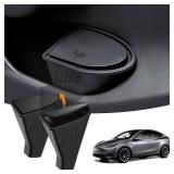 Shademax 2PCS Car Front Door Trash Can for Tesla Model Y Accessories 2021-2024 2025 Side Door Storage Box Organizer with Push-to-Open Lid Design Front Seat Car Garbage Can Bin for Tesla ABS Black