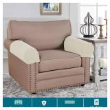 Turquoize Stretch Armrest Covers for Chairs and Sofas Couch Arm Covers for Sofa Spandex Jacquard Armrest Cover Anti-Slip Furniture Protector Armchair Slipcovers for Recliner Set of 2, Natural