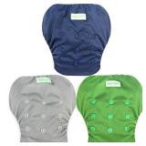 wegreeco Baby & Toddler Snap One Size Adjustable Reusable Baby Swim Diaper (Navy, Small, 3 Pack)