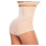 Werena Tummy Control Shapewear Underwear for Women High Waisted Body Shaper Panties Shaping Briefs(#01 Beige+Beige(2 pack),Large)
