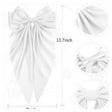 JOYOYO Satin Hair Barrettes - Large Ribbon Clips, Giant Bow Ponytail Holders, and Silk Hair Accessories for Girls (White)