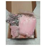 Teling 50 Sets Baby Shower Party Favors Baby Shower Angel Keychains Label Sticker Cards Organza Bags for Baptism Party(Pink)