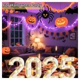 2025 Number Sign, 2025 Marquee Light Up Numbers for Halloween Decorations, Battery Operated Number Lights 2025 Party Supplies for Halloween Christmas Party Table Decor-White 9" tall