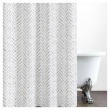 jinchan Extra Long Dark Brown and White Shower Curtain Herringbone Modern Fabric Shower Curtain Zig Zag Inky Chevron Farmhouse Shower Curtains for Bathroom Waterproof Hooks Included 70x78 inch