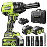 Robustrue Cordless Impact Wrench 738ft-lbs (1000N.m), High Torque Brushless 1/2 Impact Gun, 2 x4.0Ah Battery 21V Max, Fast Charger, 4 Sockets, Impact Wrench for Home Car Tires Truck Mover