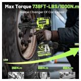 Robustrue Cordless Impact Wrench 738ft-lbs (1000N.m), High Torque Brushless 1/2 Impact Gun, 2 x4.0Ah Battery 21V Max, Fast Charger, 4 Sockets, Impact Wrench for Home Car Tires Truck Mover