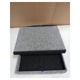 CUYOCA Storage Ottoman Cube Small Footrest Foldable Seat Foot Stools Square Tufted Ottoman Linen Dark Grey