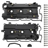 Engine Valve Cover Set with Bolts & Oil Cap & Gaskets & Spark Plug Tube Seals & PCV Valve Compatible with 2002-2007 Nissan Altima Maxima Murano Quest Infiniti I35 VQ35DE V6 3.5L Part# 264-984 265-985