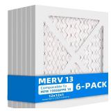 Chenzhit (6 Pack) 12x12x1 Furnace Air Filters, MPR 1900 & FPR 10, MERV 13 Pleated Air Filter (Actual Size: 11.75" x 11.75" x 0.75")