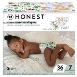 The Honest Company Clean Conscious Diapers | Plant-Based, Sustainable | Barnyard Babies A Pawty | Club Box, Size 7 (41+ lbs), 36 Count