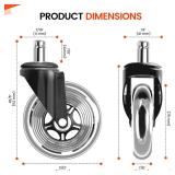 Office Chair Wheels Set of 5 3 Inch Roller Blade Wheels Office Chairs, Office Chair casters Desk & Gaming Chair Quiet for Carpet, Hardwood & Wood Floors - Not for IKEA