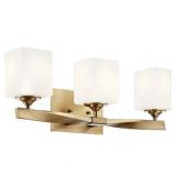 KICHLER Marette 23 in. 3-Light Champagne Bronze Contemporary Bathroom Vanity Light with Satin Etched Cased Opal Glass (Missing 1 Glass Cover)