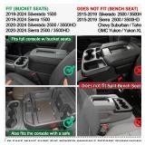 TOPINSTALL Center Console Organizer Tray Compatible with 2019-2022 Chevy Silverado/GMC Sierra 1500 and Silverado/Sierra 2500HD/3500 HD 2020-2023 Accessory (Full Console w/Bucket Seats ONLY)