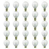 Sunlite G11 Globe Incandescent Light Bulbs, 10 Watts, 65 Lumens, Candelabra E12 Screw, 120 Volt, Dimmable, Title-20 Compliant, 2600K Warm White, Clear, 25 Pack