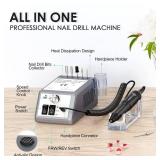 Electric Nail Drill Machine, 20000RPM Gel Nails,Manicure Pedicure Polishing Shape,Acrylic Nail Tools for Home and Salon Use, Grey (Handpiece Drill Not Included)
