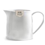 Ceramics Creamer Pitcher - 16 OZ Porcelain Coffee Creamer Pitcher with Handle, Funny Milk Pourer for Home Kitchen Coffee Bar, White