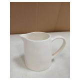 Ceramics Creamer Pitcher - 16 OZ Porcelain Coffee Creamer Pitcher with Handle, Funny Milk Pourer for Home Kitchen Coffee Bar, White