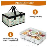 Artcome Divided Serving Tray with Handle, 8 Compartments, & Carry Bag - Snackle Box & Portable Snack Platters - Organize Snacks and Appetizers - Perfect for Picnics, BBQs, Outdoor Dining & Gatherings