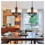 TELAFLY 5-Light Dining Room Chandelier,Modern Small Chandeliers Black Rustic Metal Farmhouse High Ceiling Pendant Light Fixtures for Living Room,Kitchen,Foyer,Bedroom