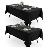 Pureegg Rectangle Table Cloth 60" x 102" Durable Polyester Tablecloth Offers Reusable & Washable Protection, Ideal for Outdoor Party, Picnic, Wedding, Banquet and Birthday, 2 Pack, Black
