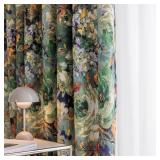 SUOUO Floral Curtains for Bedroom Pattern Dark Green Vintage Painting Flower Blackout Window Drapes Room Darkening for Living Room 84 inches Long 2 Panels