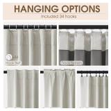 100% Blackout Curtains 96 Inches Long 2 Panels Farmhouse Style Bedroom Window Curtains for Living Room Black Out Neutral Drapes Faux Linen Textured 52x96 Length Back Tab Pocket Beige White 52x96