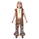 InBakjade Toddler Girls Hippie Costume Set for Girls 60s 70s Bell Bottoms Headbands Peace Sign Hippie Party Accessories for Halloween Cosplay Party(3T)