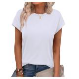 Alaroo White Shirt Womens Tee Shirts Summer Casual Polyester Plain Travel Outfits XL