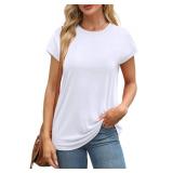 Alaroo White Shirt Womens Tee Shirts Summer Casual Polyester Plain Travel Outfits XL