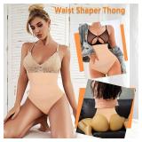 Womens Thong Shapewear Mid to High Waisted Shaper Thong WN0017(02#B Beige#high Waisted firm, X Large)