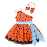Caveman Costume Baby Boy Girl Kids Caveman Cavegirl Costume Historical Stone Age Cave Man Outfit Halloween Fancy Dress Up Birthday Christmas Party Photo Shoot Clothes Girl Orange 12-18 Months