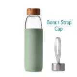 Veegoal 25 Oz Borosilicate Glass Water Bottles with Bamboo Lid, BPA-FREE, Non-Slip Silicone Sleeve, and Stainless Steel Leak Proof Lid - Reusable Glass Bottle for Men and Women