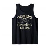 Stand Back Grandpa Grilling Grandpa Tank Top Gray Small