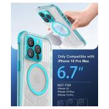 Haireca for iPhone 15 Pro Max Waterproof Case with Magsafe, Screen Protector, Lanyard, IP68 Military Full Body Shockproof, for Water Sports Outdoor Work, Funda para 15 Pro Max Impermeable, 6.7" Teal