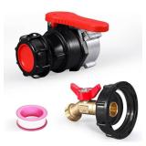 UMETASS IBC Tote Valve, 2.95" Coarse Thread IBC Tote Adapter, DN50 Heavy Duty Tote Tank Drain Ball Valve Connector Replacement (ball valves+ fitting, DN50)