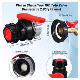 UMETASS IBC Tote Valve, 2.95" Coarse Thread IBC Tote Adapter, DN50 Heavy Duty Tote Tank Drain Ball Valve Connector Replacement (ball valves+ fitting, DN50)