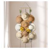 Macrame Hat Hangers for Wall Wide Brimmed Hat Holder Storage 10 Clips Hat Rack Organizer for Wall Display Boho Decor for Fedora Sun Hats Straw Panama Closet Bedroom Gifts for Mom