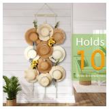 Macrame Hat Hangers for Wall Wide Brimmed Hat Holder Storage 10 Clips Hat Rack Organizer for Wall Display Boho Decor for Fedora Sun Hats Straw Panama Closet Bedroom Gifts for Mom