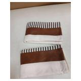 TIMDAM Farmhouse Decorative Throw Pillow Covers 18x18, Set of 2 Couch Pillow Cover for Living Room, Stripe Patchwork Linen Pillow Covers, Modern Accent Decor Square Faux Leather Throw Pillow Cases