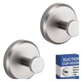 HOME SO Suction Cup Hooks for Shower, Bathroom, Kitchen, Glass Door, Mirror, Tile Loofah, Towel, Coat, Bath Robe for Hanging up to 15 lbs Polished Matte Chrome, Brushed Nickel (2-pack)