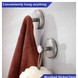 HOME SO Suction Cup Hooks for Shower, Bathroom, Kitchen, Glass Door, Mirror, Tile Loofah, Towel, Coat, Bath Robe for Hanging up to 15 lbs Polished Matte Chrome, Brushed Nickel (2-pack)