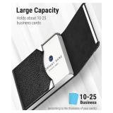 MaxGear Business Card Holder, PU Leather Business Card Case Pocket Card Holders for Men or Women, Metal Slim Name Card Holder RFID Blocking Business Card Carrier with Magnetic Closure, Black