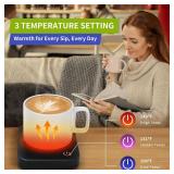 VOBAGA Coffee Mug Warmer for Desk with Auto Shut Off & 3-Temp Settings, Coffee Cup Warmer with Smart Safety Alert Home Office Accessory, Perfect for Coffee, Tea, Milk (No Mug)