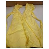 hibshaby Sexy Deep V Neck Ruffle Sleeve Mini Backless Lace Up Babydoll Summer Short Dress Yellow M