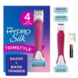Schick Hydro Silk TrimStyle Razor with Bikini Trimmer for Women | 2-in-1 Bikini Razor for Women and Womens Trimmer for Pubic Hair, Includes 1 Waterproof Handle, 3 Refills & 1 AAA Battery