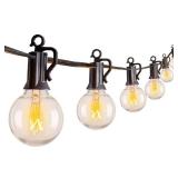 Brightown Outdoor String Lights 25FT G40 Globe Patio Lights with 27 Edison Glass Bulbs(2 Spare), Waterproof Connectable Hanging Light for Backyard Porch Balcony Party Decor, E12 Socket Base, Black