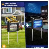 Solar Bug Zapper Outdoor, 4500V Mosquito Zapper Waterproof with Panel Sensor Electric Fly Zapper Rechargeable Mosquito Killer with 10FT Extension Cord, Fly Trap Ideal for Patio, Backyard, Camping - Pr