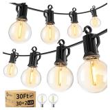 Brightown Outdoor String Lights - Waterproof Globe Patio Lights 30 Ft with 30 G40 Shatterproof LED Bulbs, Connectable Commercial Hanging Light for Backyard, Bistro, Porch, Cafe, Deck, Garden
